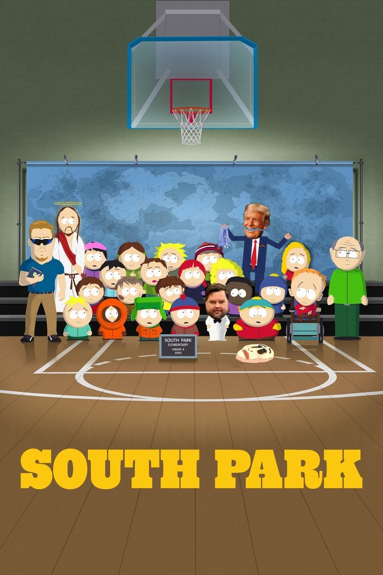 South Park cover art — the town's kids lined up on a basketball court under a South Park wordmark