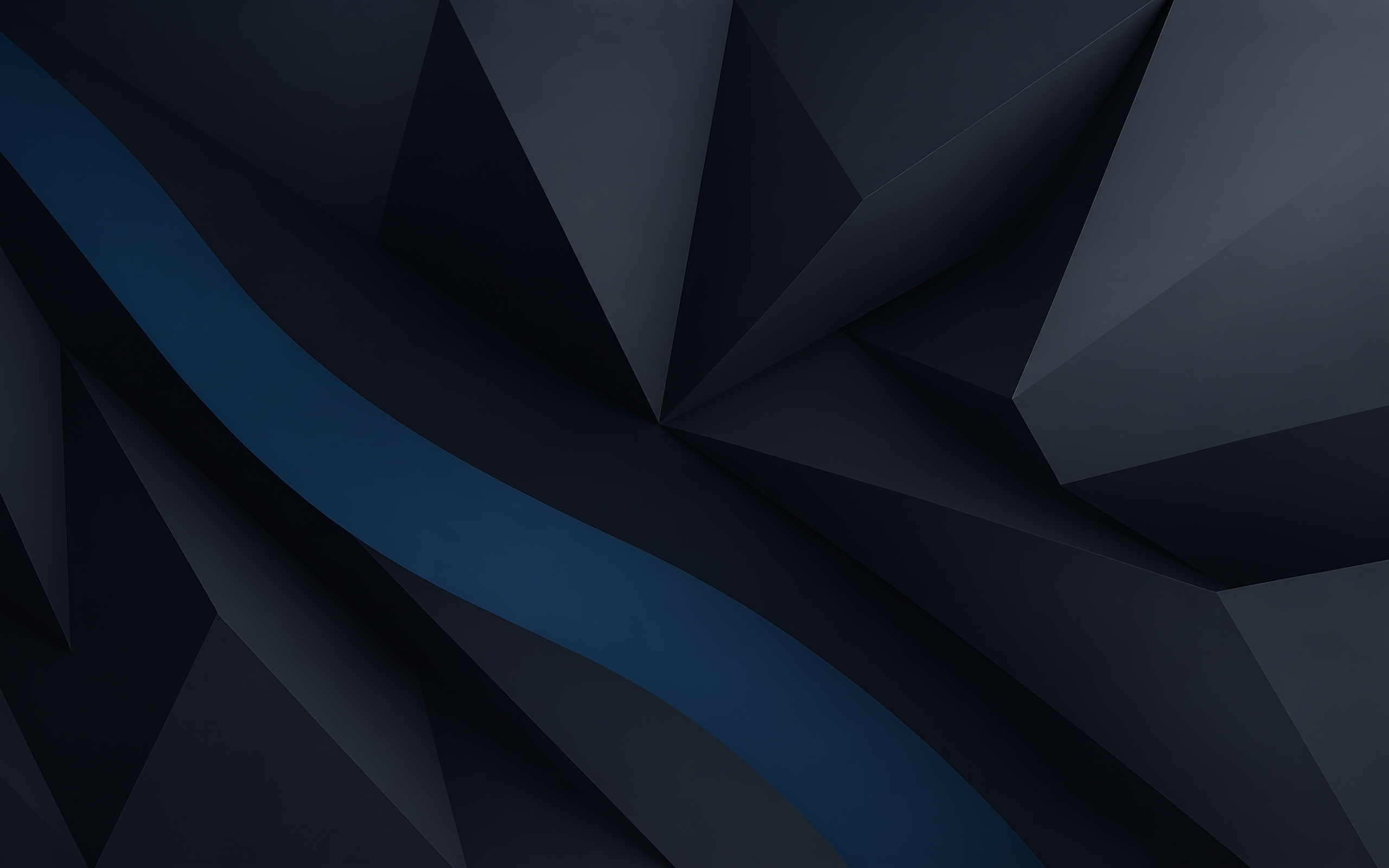 Edge Wave — folded charcoal planes cut by a deep blue diagonal